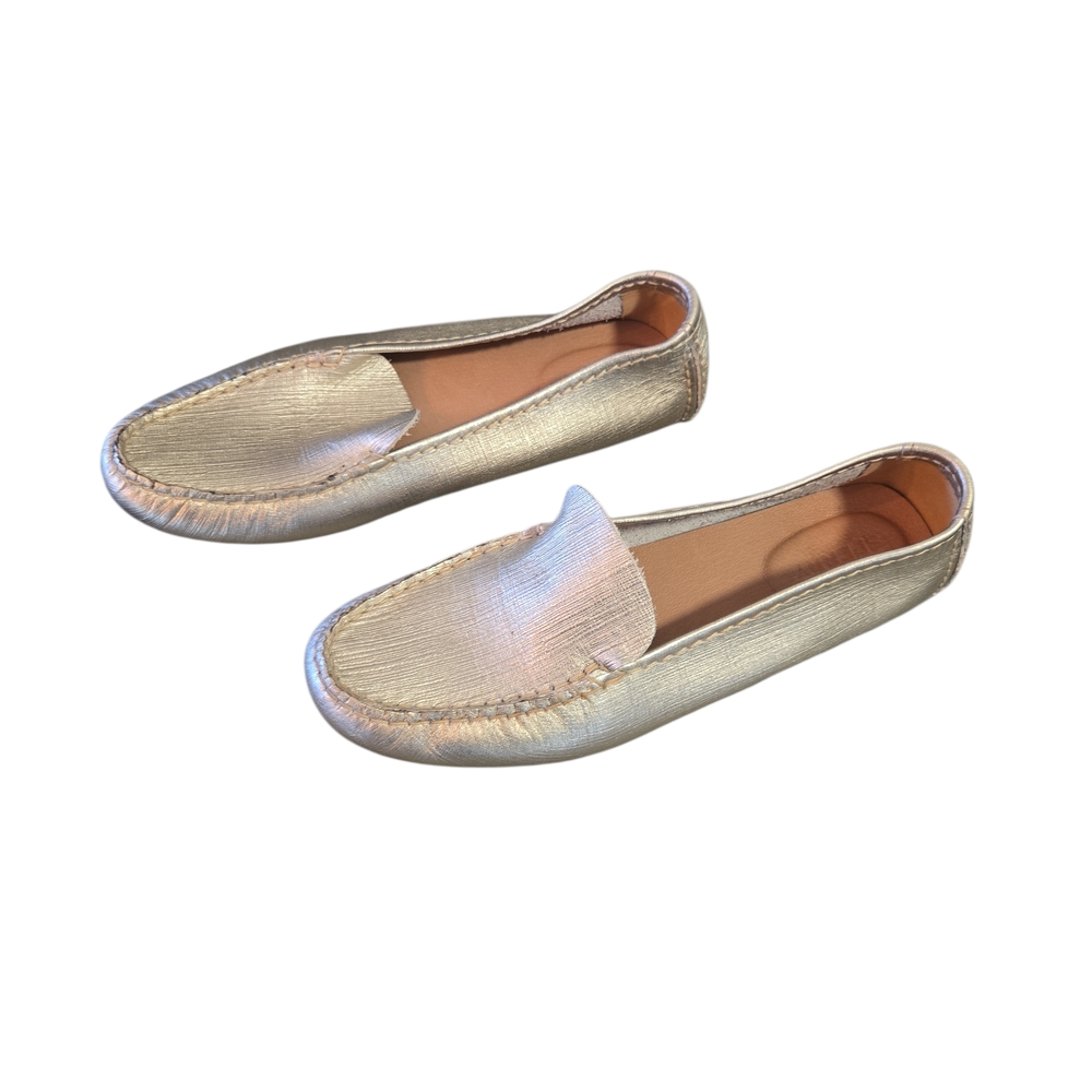 Sperry Port Driving Gold Metallic Mocassins‎ Flats~ Size 9.5